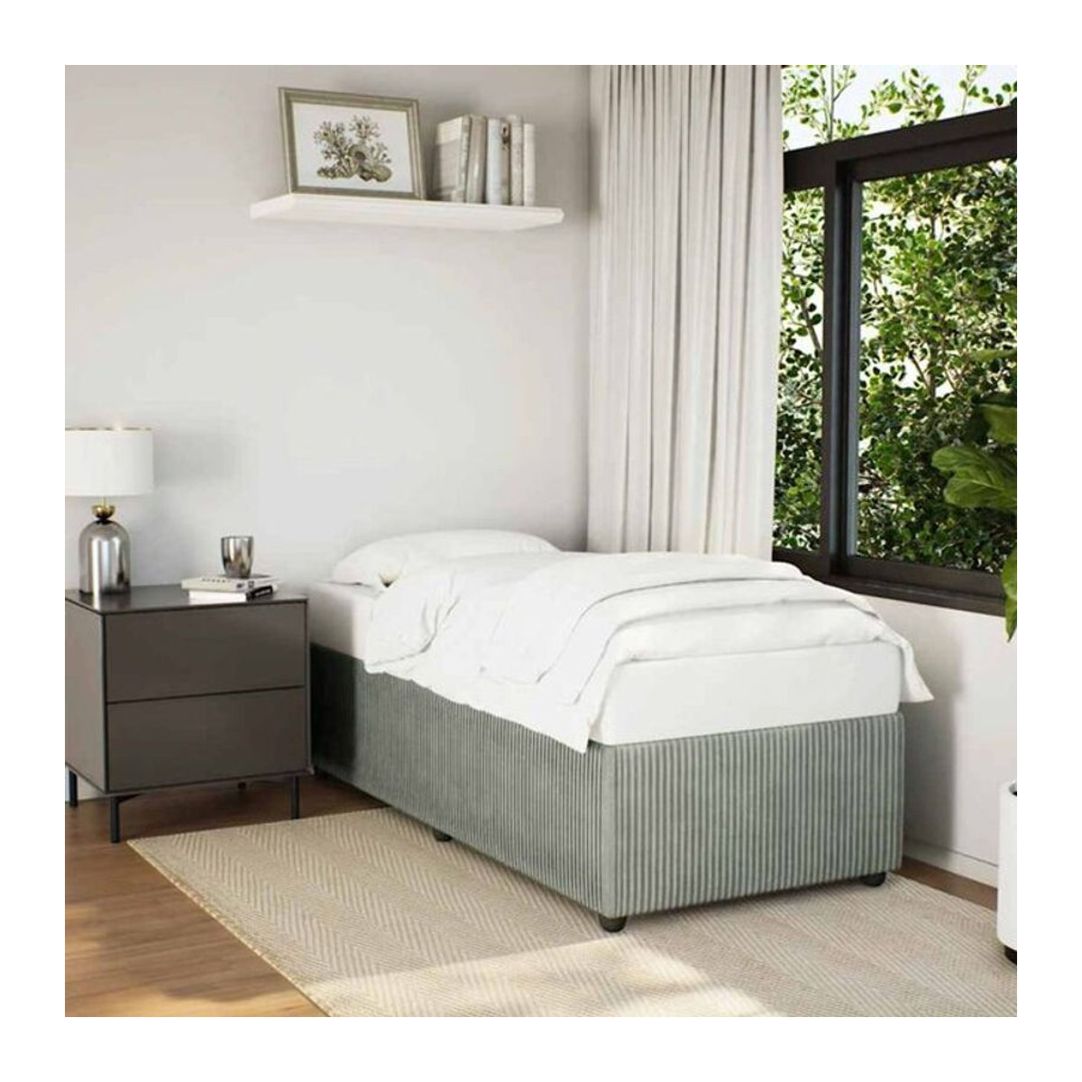 Vidaxl Polsterbett aus Samt in Grau, Modernes Bettgestell ohne Matratze, B/T: 100 x 200 cm - Bild 1