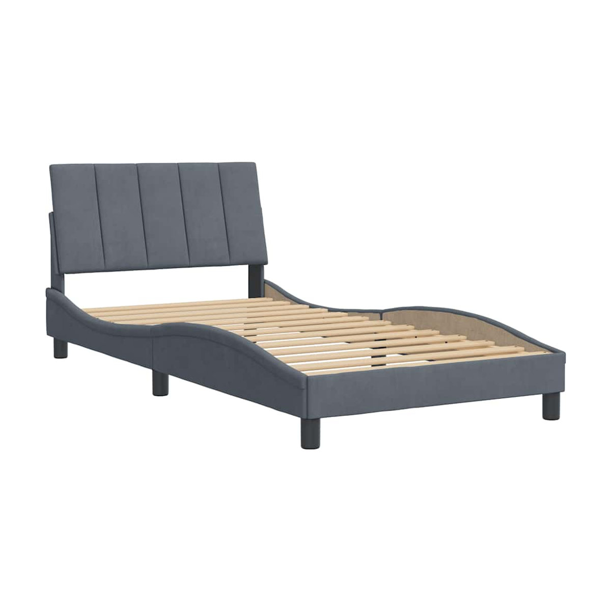 Vidaxl Polsterbett aus Samt in Grau, Modernes Bettgestell ohne Matratze, B/T: 100 x 200 cm - Bild 2
