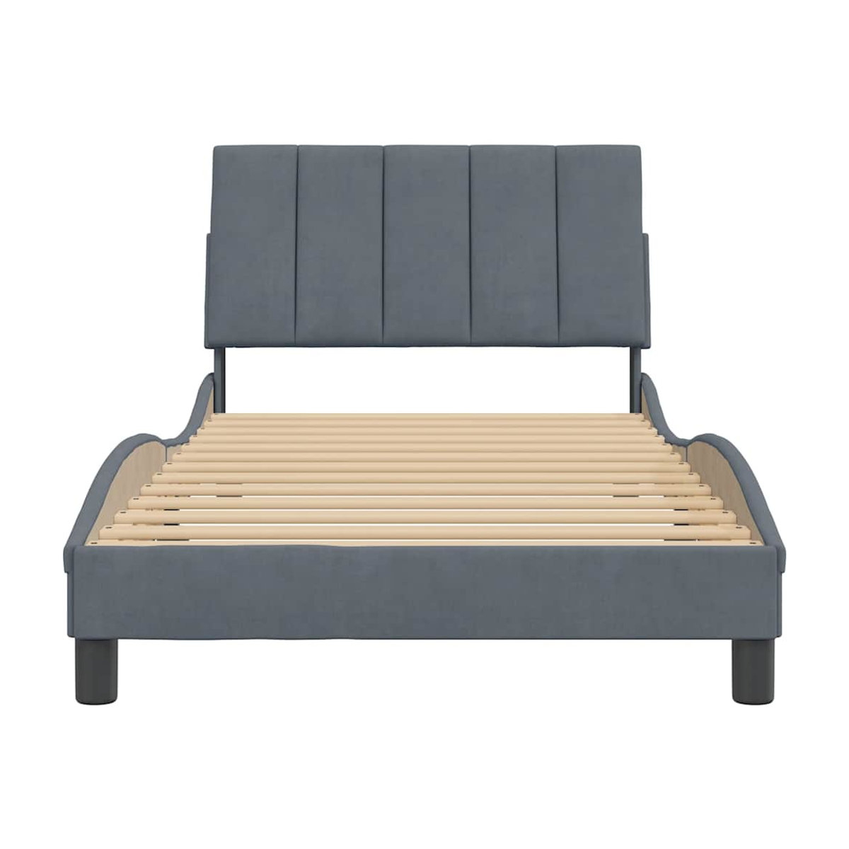 Vidaxl Polsterbett aus Samt in Grau, Modernes Bettgestell ohne Matratze, B/T: 100 x 200 cm - Bild 3