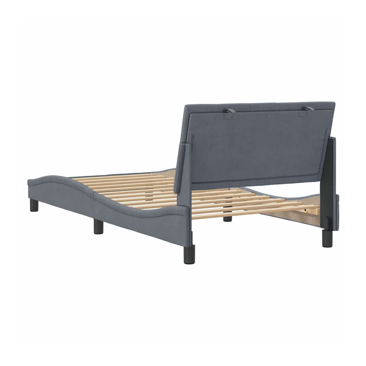 Vidaxl Polsterbett aus Samt in Grau, Modernes Bettgestell ohne Matratze, B/T: 100 x 200 cm - Bild 4