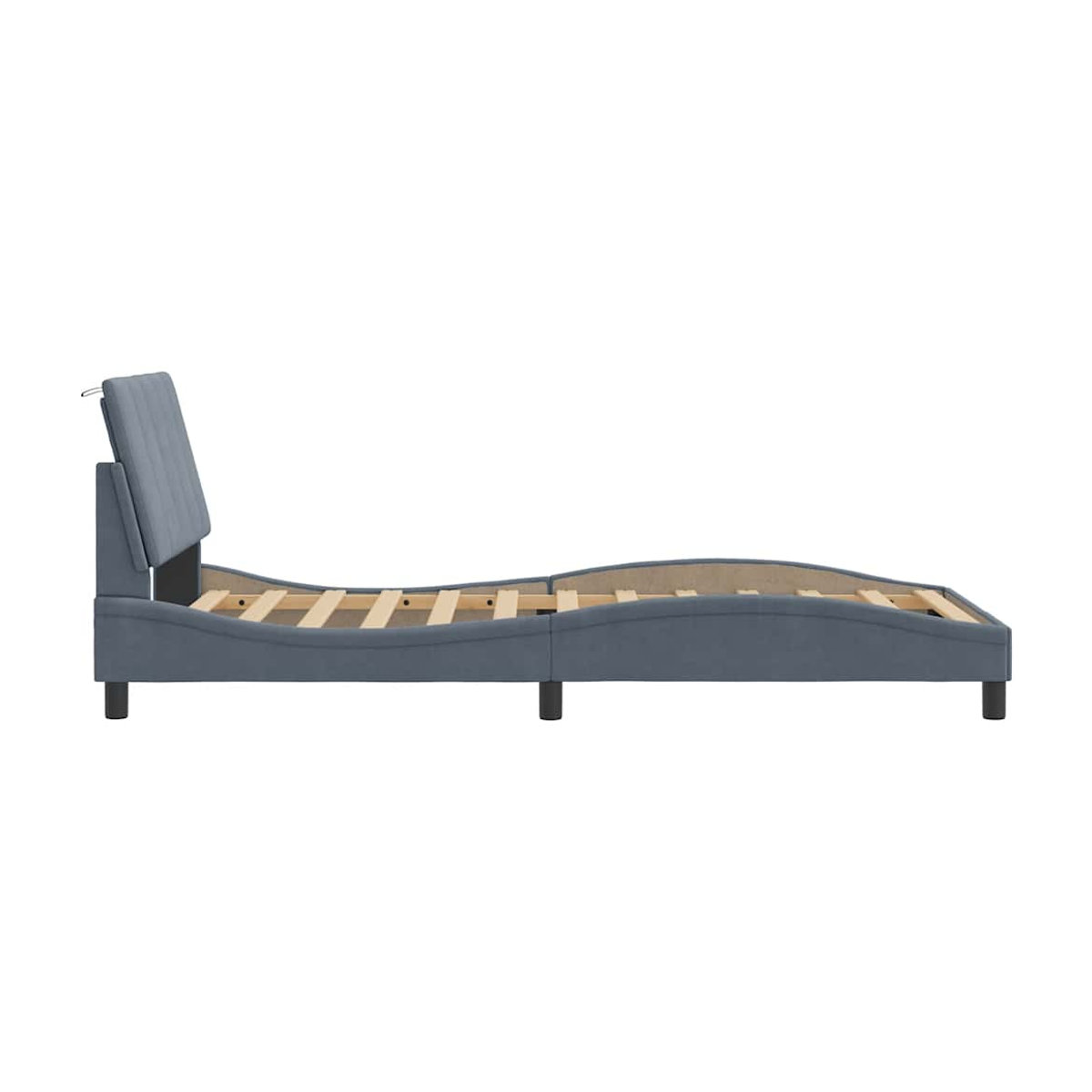 Vidaxl Polsterbett aus Samt in Grau, Modernes Bettgestell ohne Matratze, B/T: 100 x 200 cm - Bild 5