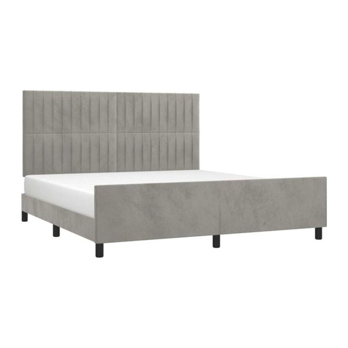 Vidaxl Polsterbett aus Samt in Grau, Modernes Bettgestell ohne Matratze, B/T/H: 160 x 200 x 128 cm - Bild 1
