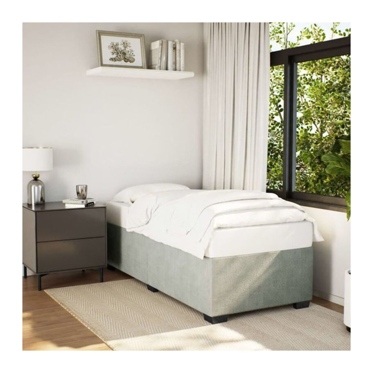 Vidaxl Polsterbett aus Samt in Grau, Modernes Bettgestell ohne Matratze, B/T/H: 80 x 200 x 46 cm - Bild 1