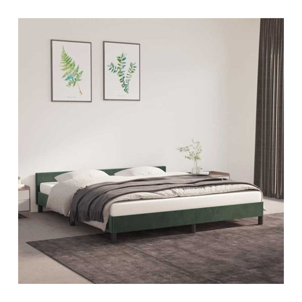 Vidaxl Polsterbett aus Samt in Grün B/T/H: 160 x 200 cm - Bild 1