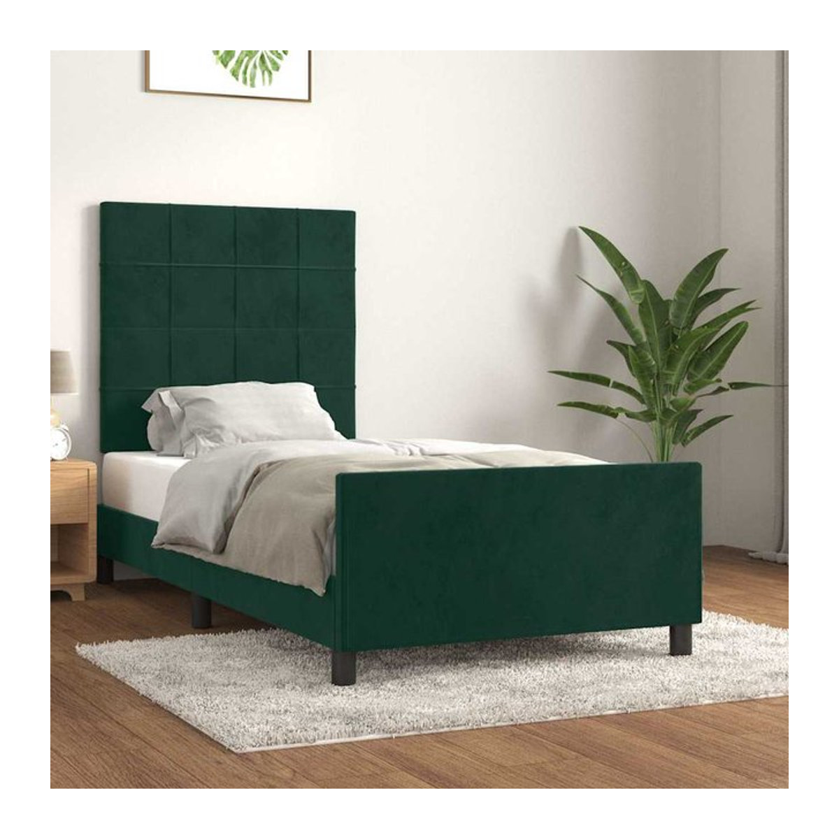 Vidaxl Polsterbett aus Samt in Grün, B/T/H: 90 x 200 cm - Bild 1