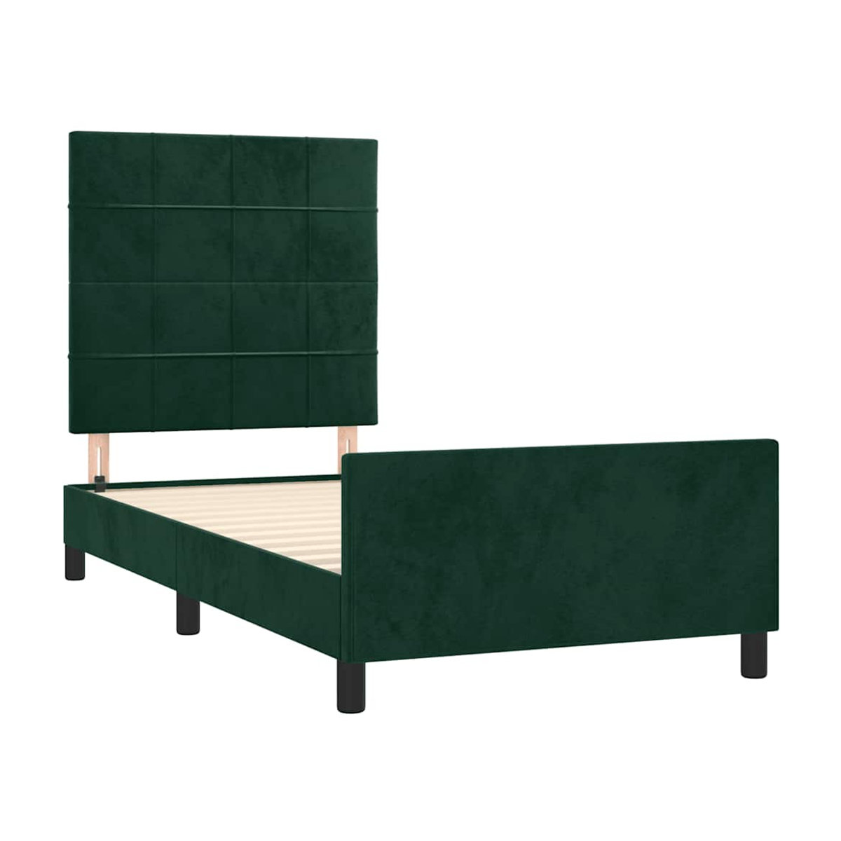 Vidaxl Polsterbett aus Samt in Grün, B/T/H: 90 x 200 cm - Bild 2
