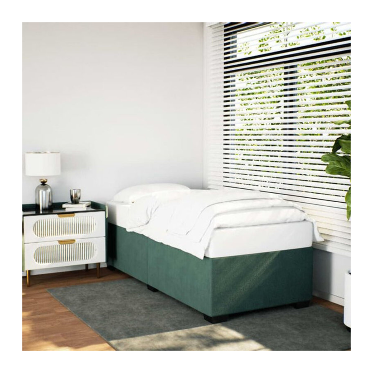 Vidaxl Polsterbett aus Samt in Grün, modernes Bettgestell ohne Matratze, B/T: 100 x 200 cm - Bild 1