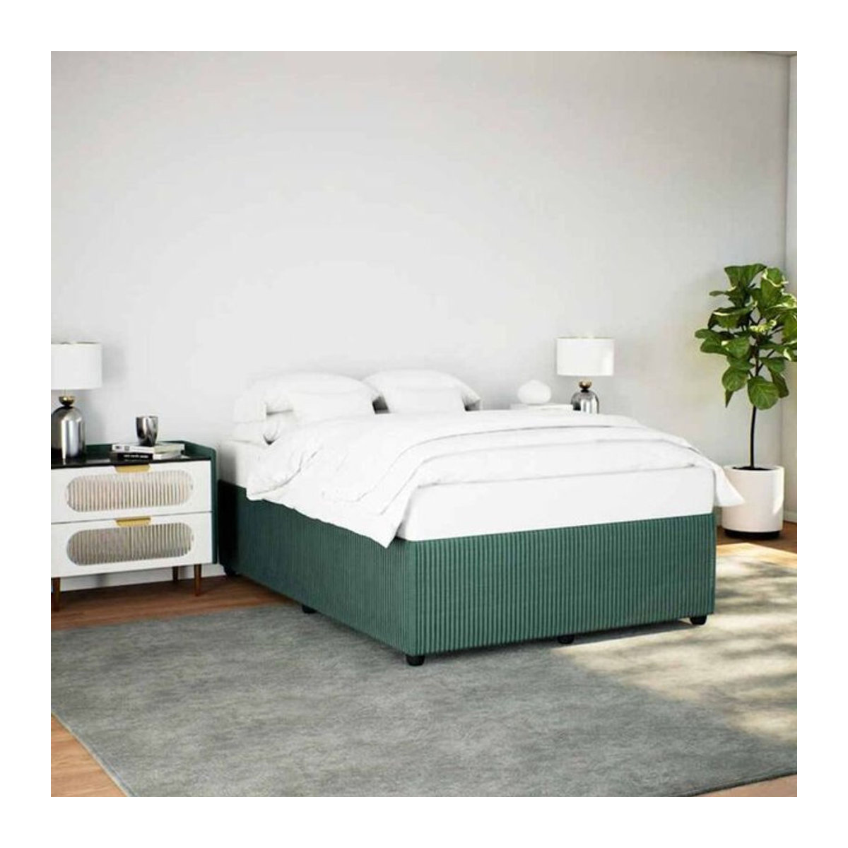 Vidaxl Polsterbett aus Samt in Grün, modernes Bettgestell ohne Matratze, B/T: 140 x 190 cm - Bild 1