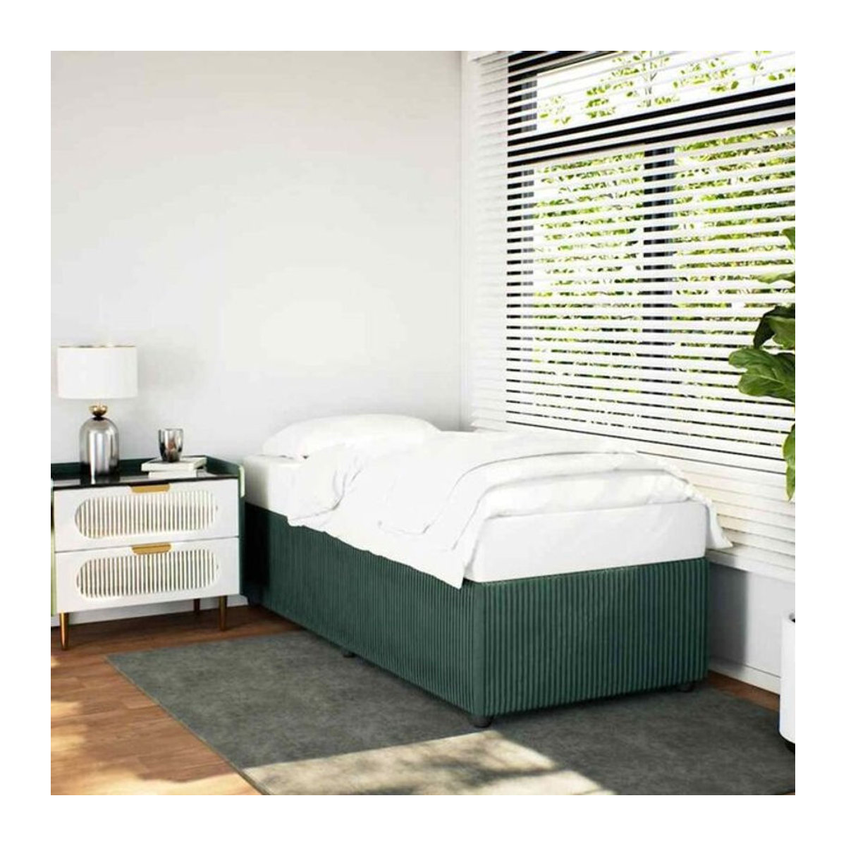 Vidaxl Polsterbett aus Samt in Grün, modernes Bettgestell ohne Matratze, B/T/H: 90 x 190 x 46 cm - Bild 1