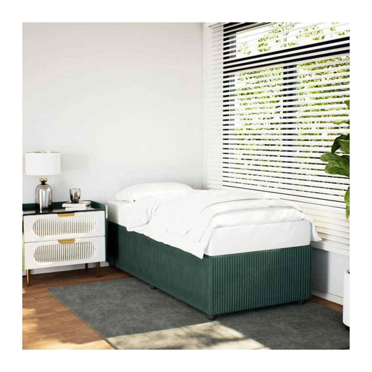 Vidaxl Polsterbett aus Samt in Grün, Modernes Bettgestell ohne Matratze, B/T/H: 90 x 200 cm - Bild 1