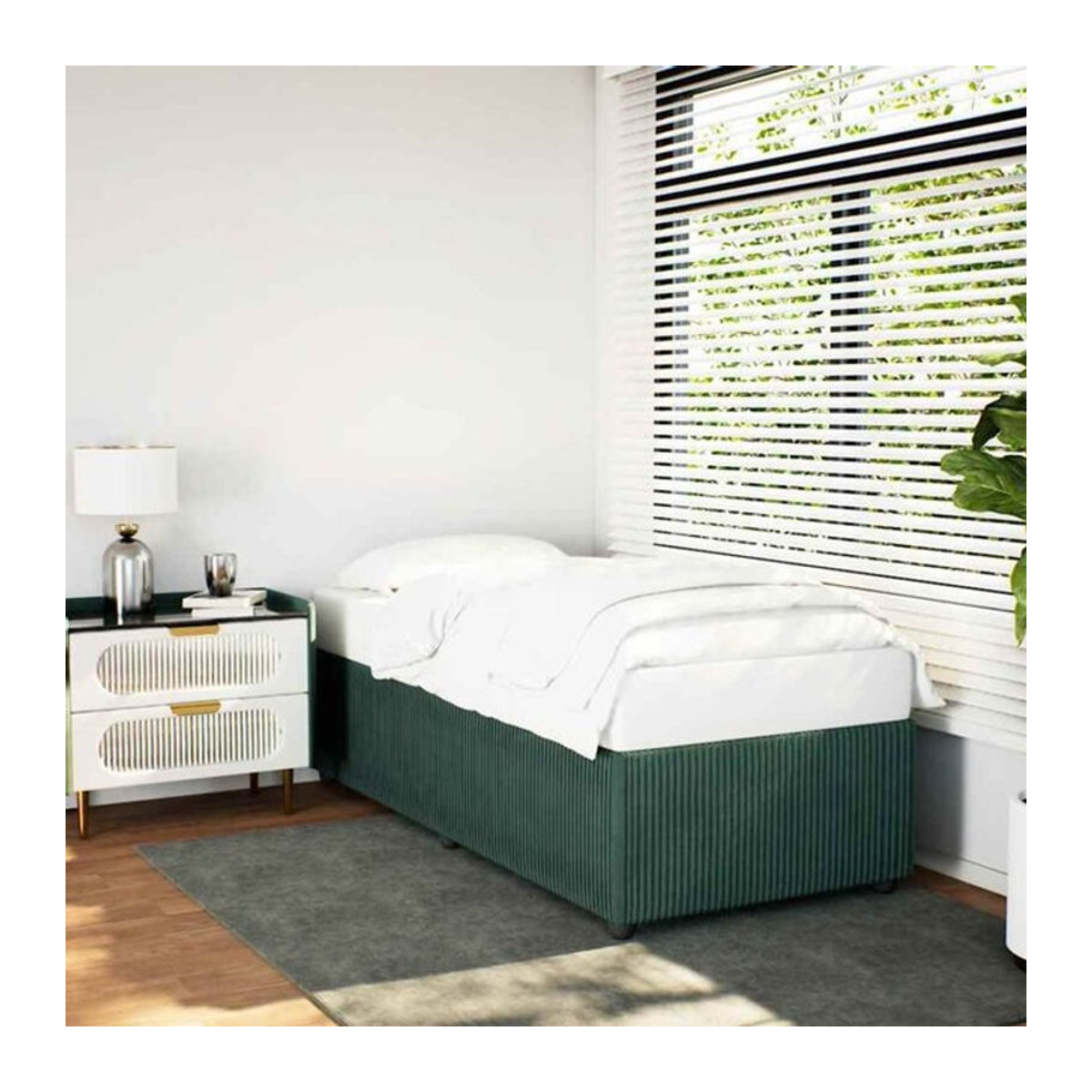 Vidaxl Polsterbett aus Samt in Grün ohne Matratze B/T/H: 100 x 200 cm - Bild 1