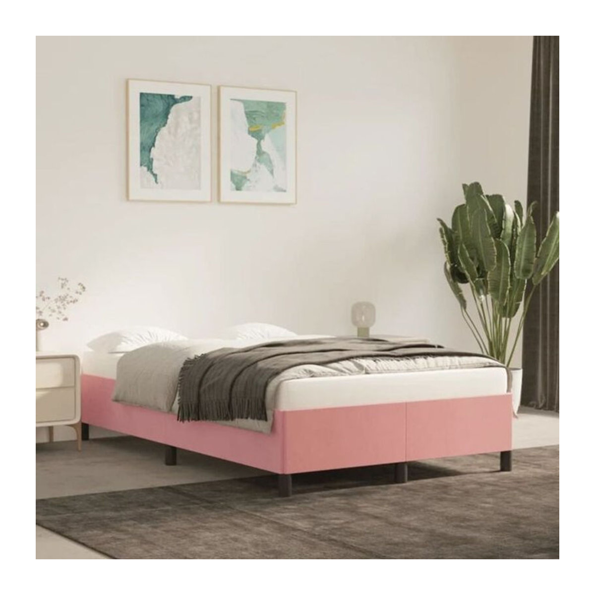 Vidaxl Polsterbett aus Samt in Rosa, B/T/H: 120 x 200 cm - Bild 1