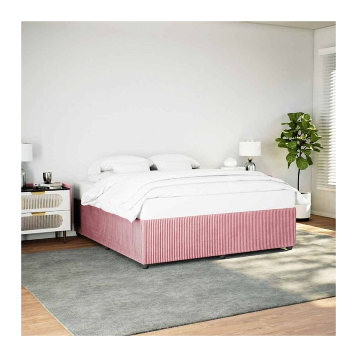 Vidaxl Polsterbett aus Samt in Rosa mit Holzgestell B/T: 200 x 200 cm - Bild 1
