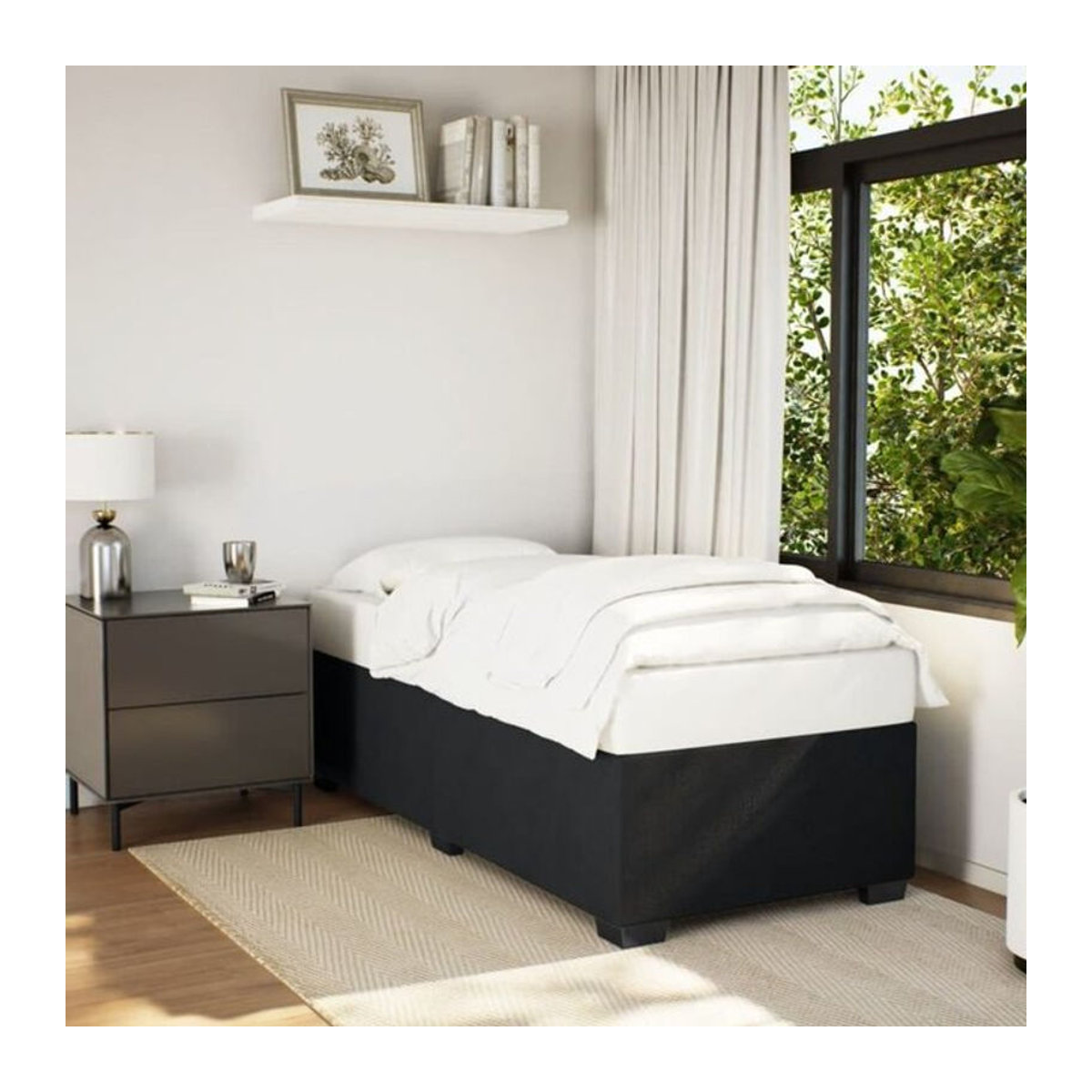 Vidaxl Polsterbett aus Samt in Schwarz, B/T: 90 x 200 cm - Bild 1