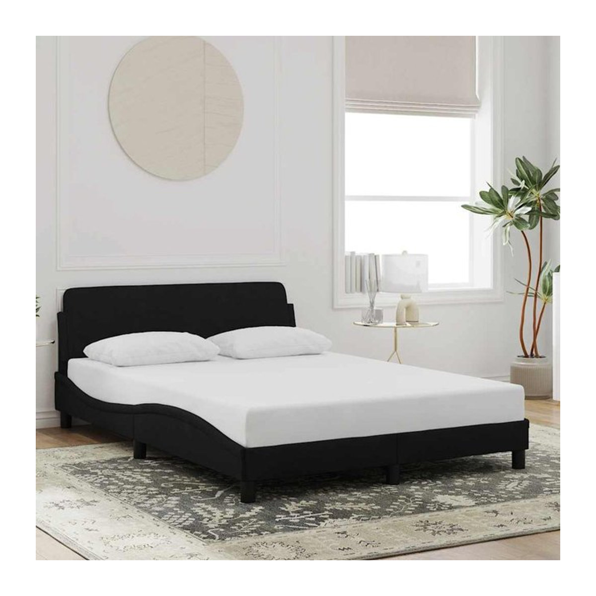 Vidaxl Polsterbett aus Samt in Schwarz, B/T/H: 120 x 200 cm - Bild 1