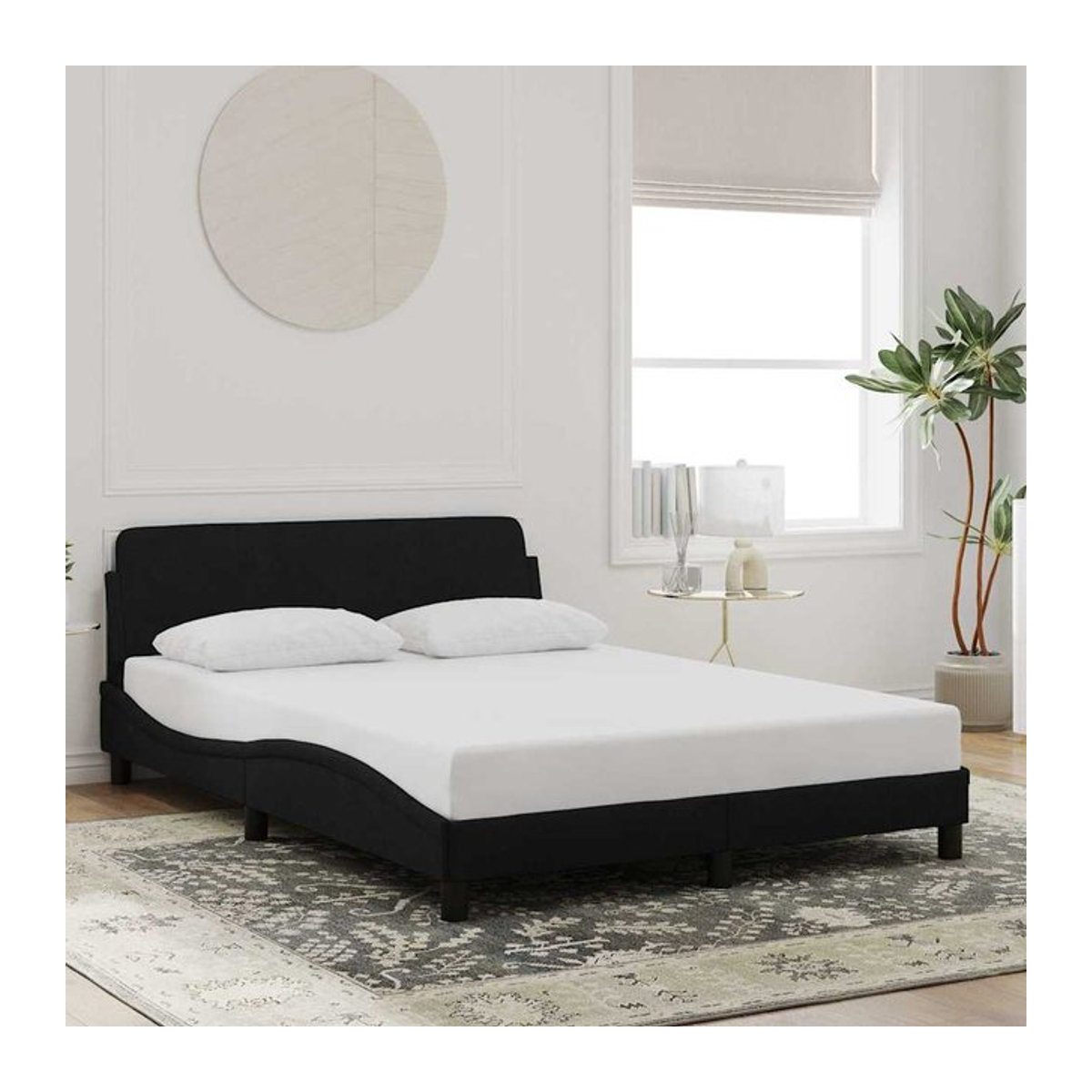 Vidaxl Polsterbett aus Samt in Schwarz, Modernes Bettgestell ohne Matratze, B/T: 140 x 200 cm - Bild 1