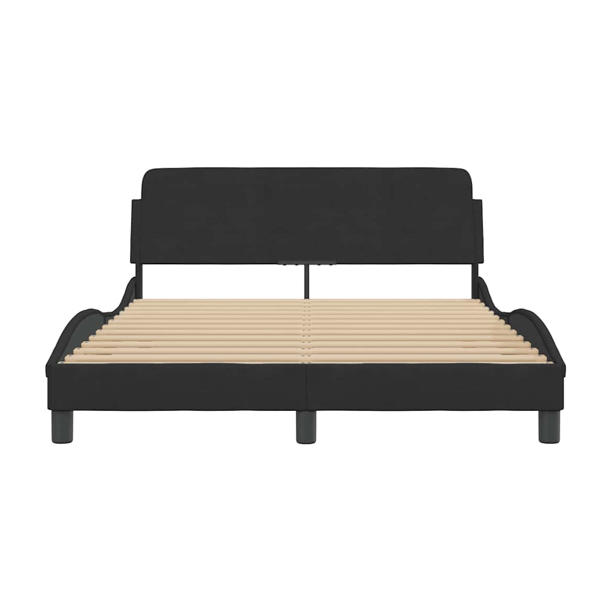 Vidaxl Polsterbett aus Samt in Schwarz, Modernes Bettgestell ohne Matratze, B/T: 140 x 200 cm - Bild 3