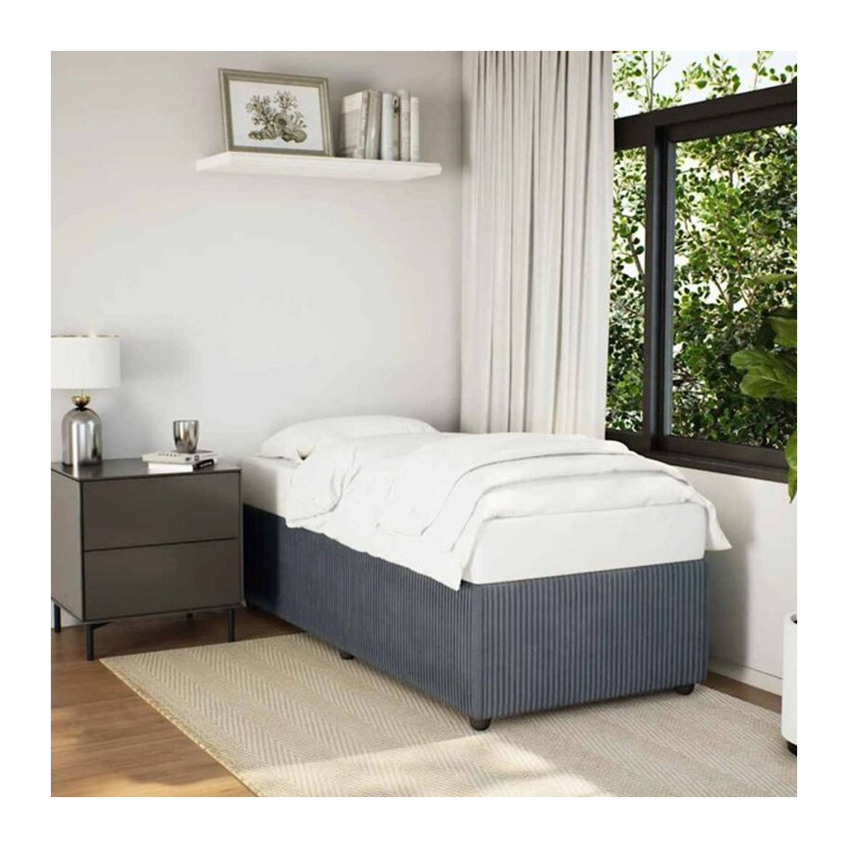 Vidaxl Polsterbett aus Samt und Holzwerkstoff in Anthrazit Grau, B/T/H: 90 x 200 x 46 cm - Bild 1