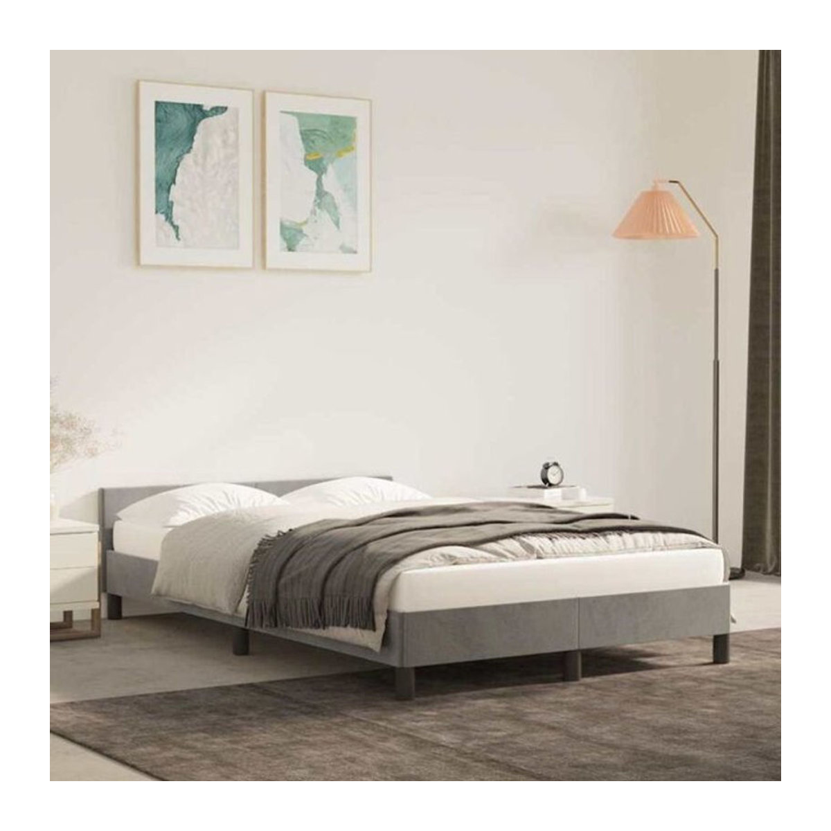 Vidaxl Polsterbett aus Samt und Holzwerkstoff in Grau, B/T/H: 120 x 200 cm - Bild 1