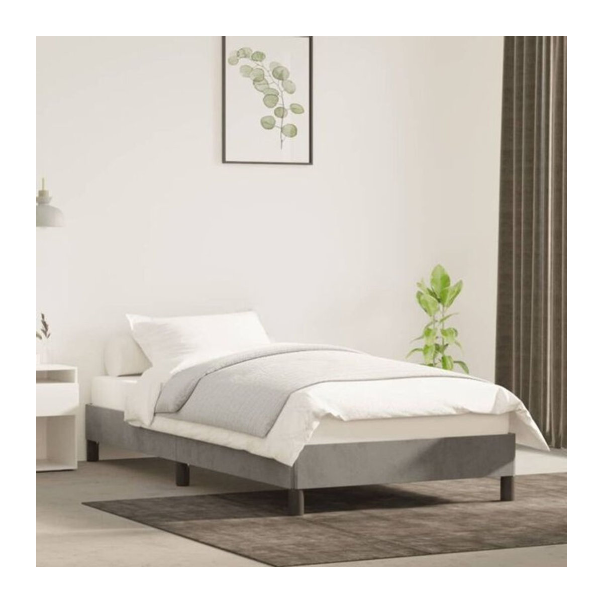 Vidaxl Polsterbett aus Samt und Holzwerkstoff in Grau, B/T/H: 200 x 80 x 83 cm - Bild 1