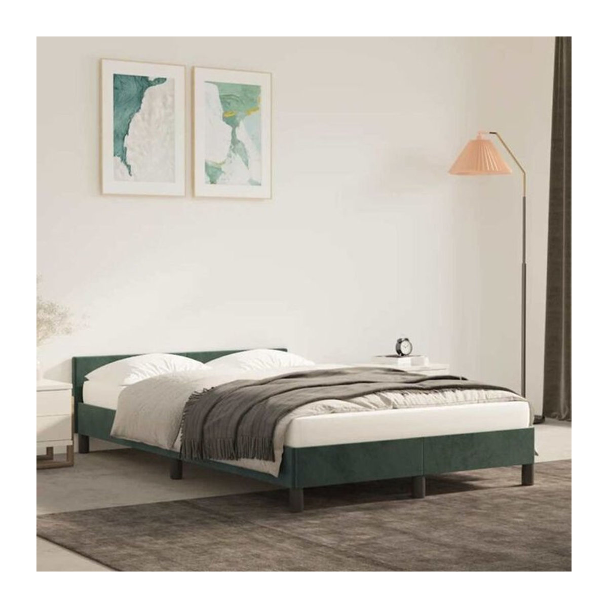 Vidaxl Polsterbett aus Samt und Holzwerkstoff in Grün, B/T/H: 120 x 200 cm - Bild 1