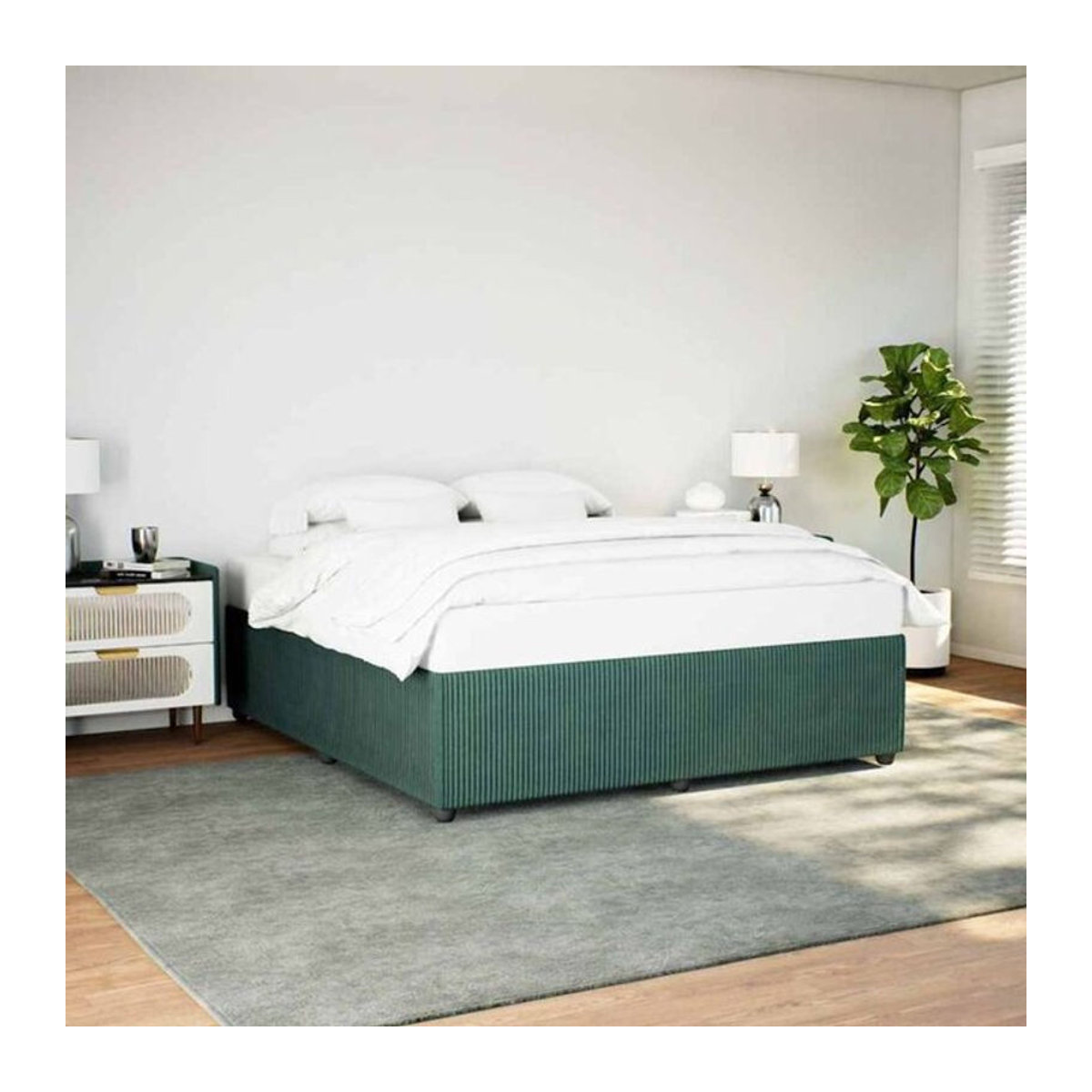Vidaxl Polsterbett aus Samt und Holzwerkstoff in Grün, B/T/H: 200 x 200 x 46 cm - Bild 1