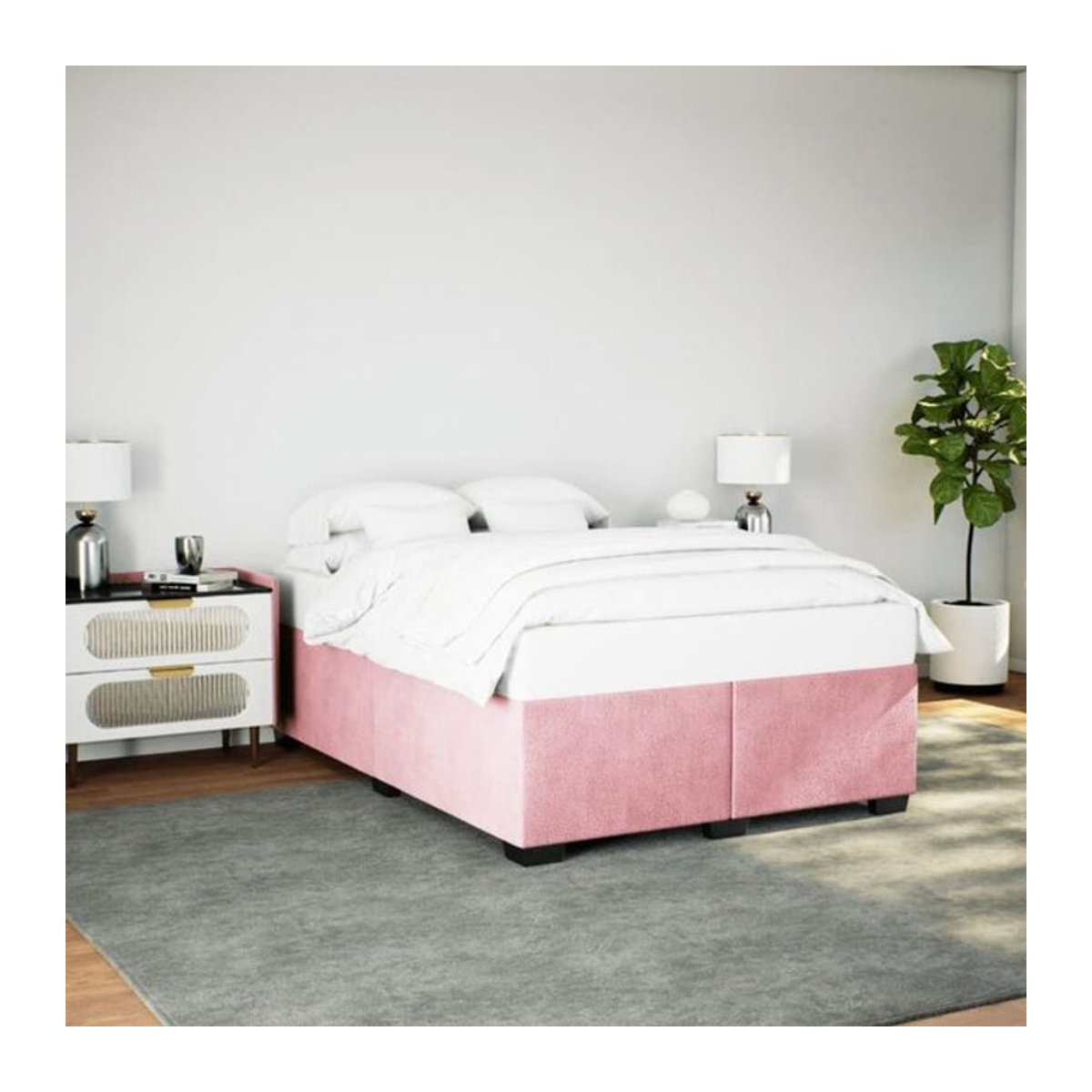 Vidaxl Polsterbett aus Samt und Holzwerkstoff in Rosa, B/T/H: 140 x 190 cm - Bild 1