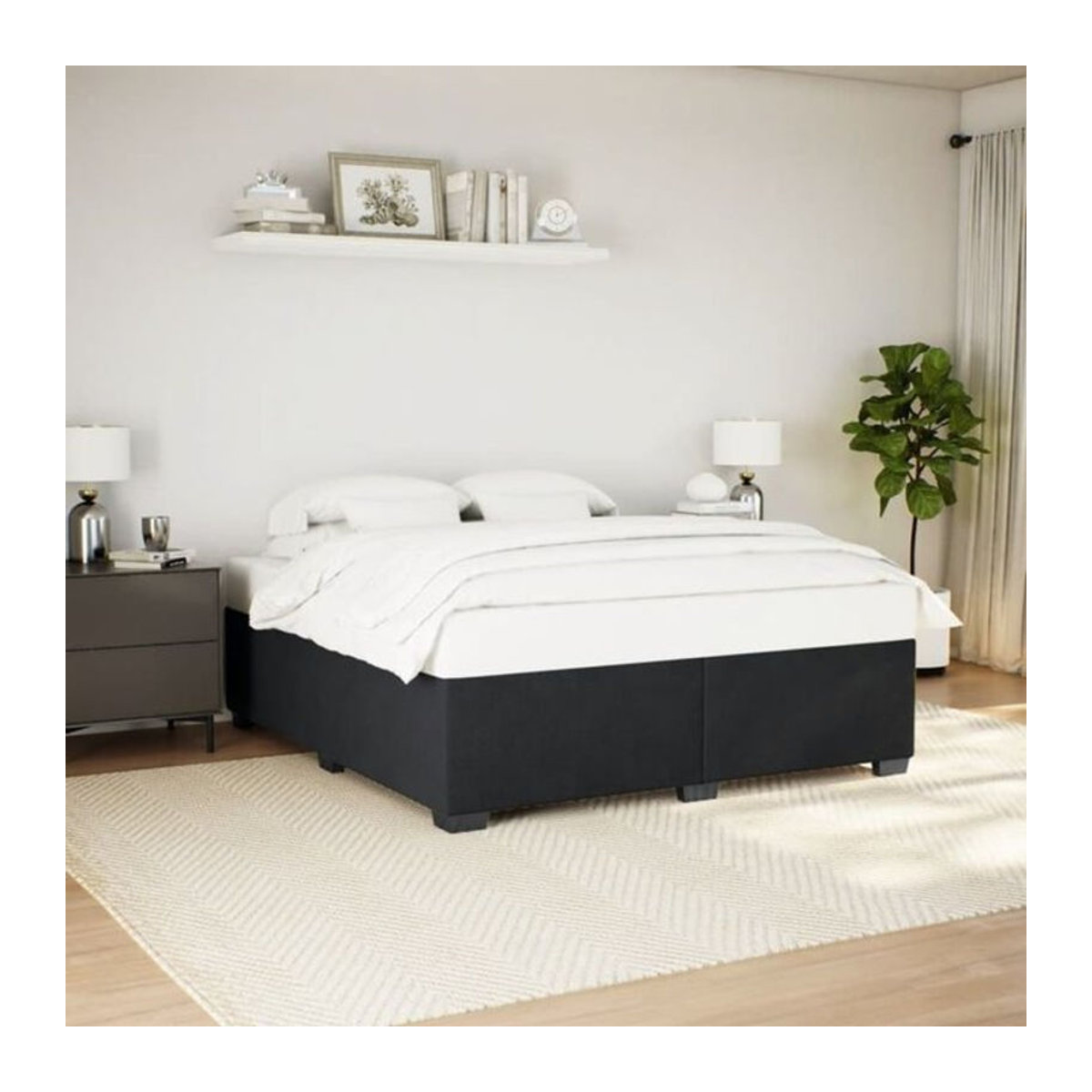 Vidaxl Polsterbett aus Samt und Holzwerkstoff in Schwarz, Modernes Bettgestell ohne Matratze, B/T: 200 x 200 cm - Bild 1