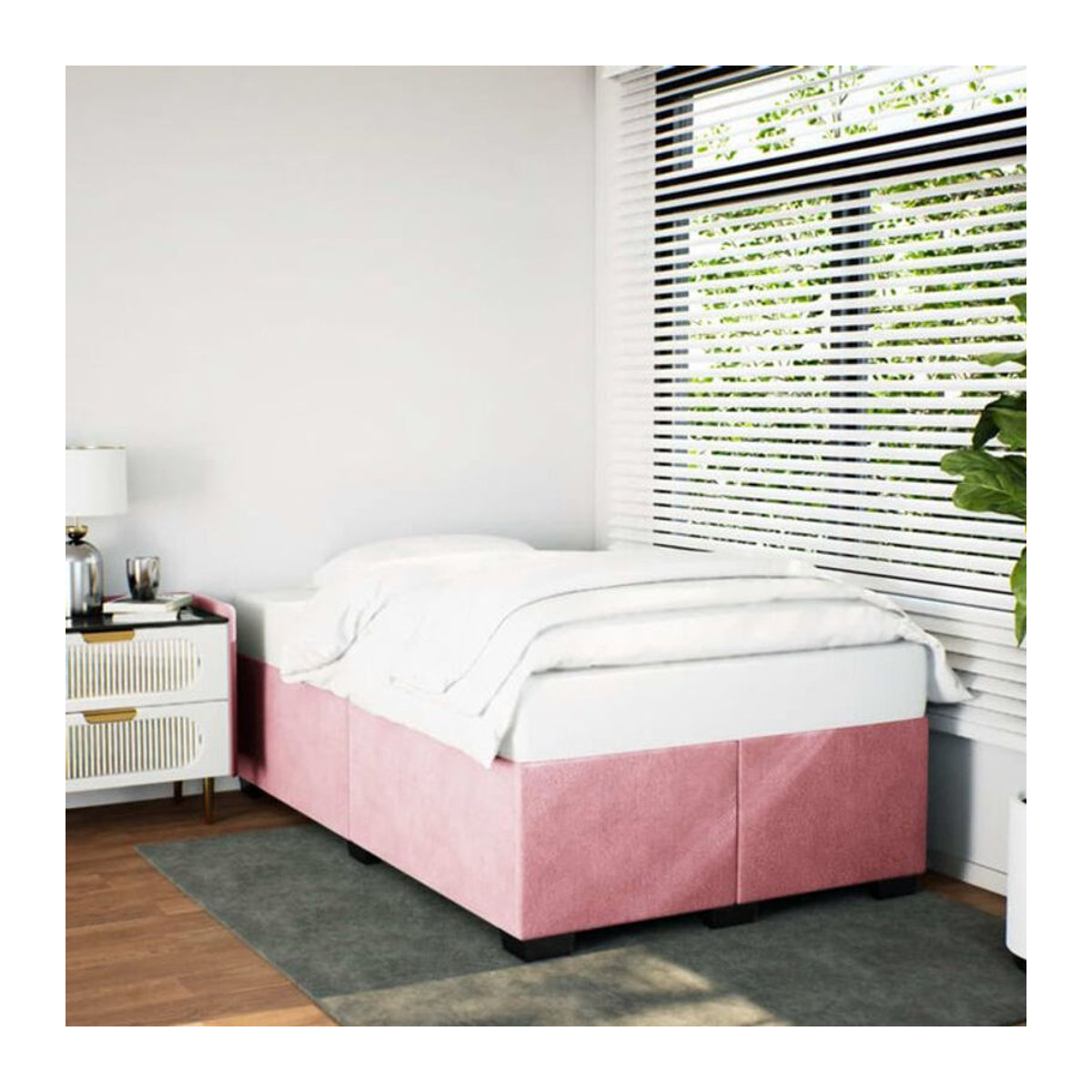 Vidaxl Polsterbett aus Samt und Kiefer in Rosa, B/T/H: 120 x 200 x 46 cm - Bild 1