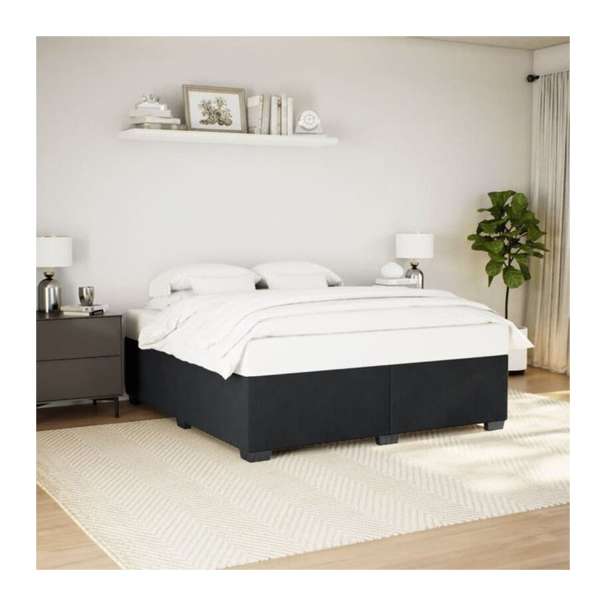 Vidaxl Polsterbett aus Samt und Kiefer in Schwarz B/T/H: 180 x 200 x 46 cm - Bild 1