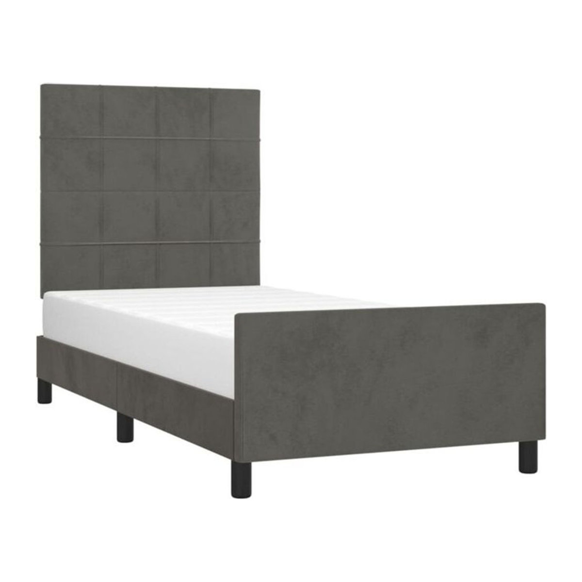 Vidaxl Polsterbett aus Samt und Massivholz in Anthrazit Grau, B/T/H: 80 x 200 x 128 cm - Bild 1