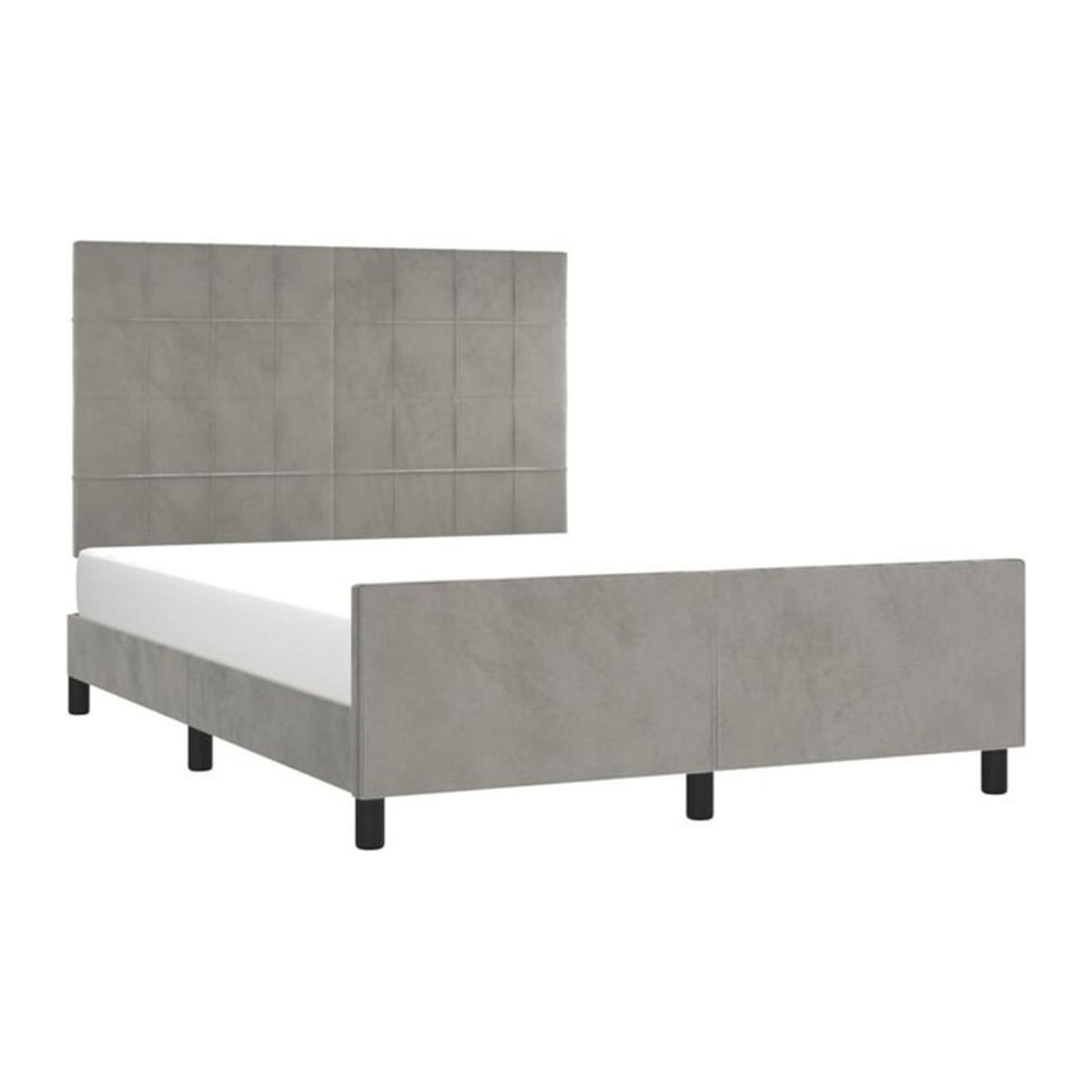 Vidaxl Polsterbett aus Samt und Massivholz in Grau, B/T/H: 140 x 190 x 128 cm - Bild 1