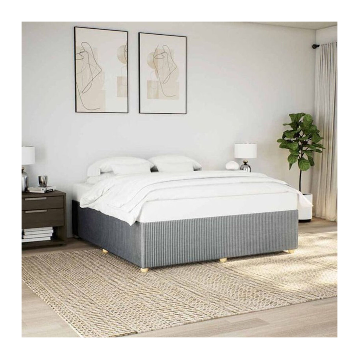 Vidaxl Polsterbett aus Stoff in Grau, Modernes Bettgestell ohne Matratze, B/T: 200 x 200 cm - Bild 1