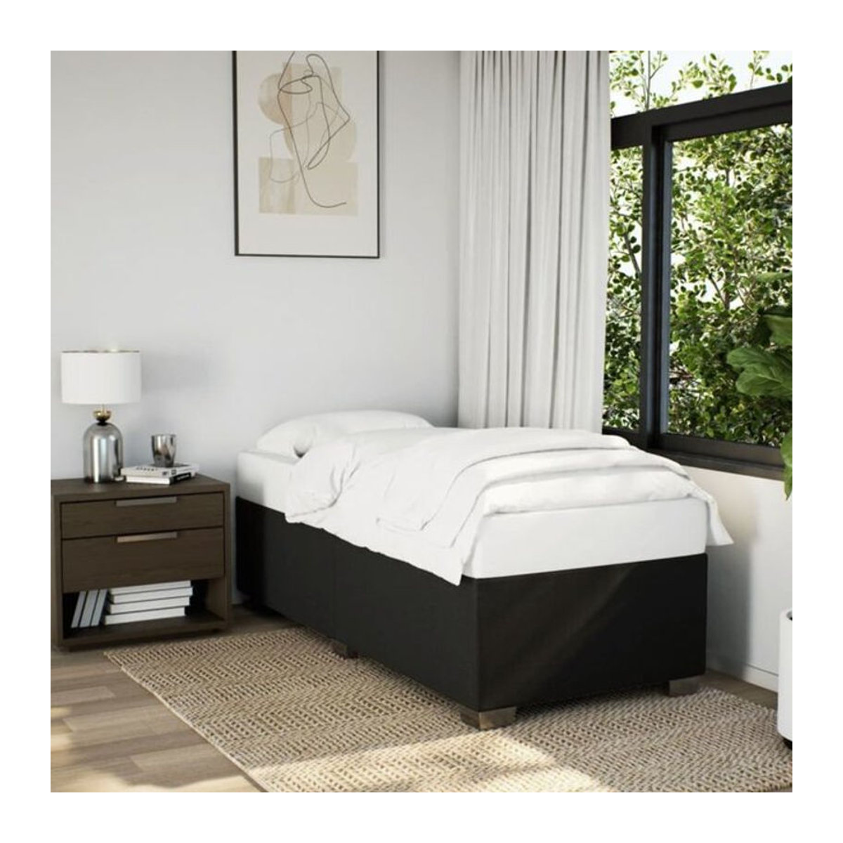 Vidaxl Polsterbett aus Stoff in Schwarz ohne Matratze B/T/H: 90 x 190 x 46 cm - Bild 1