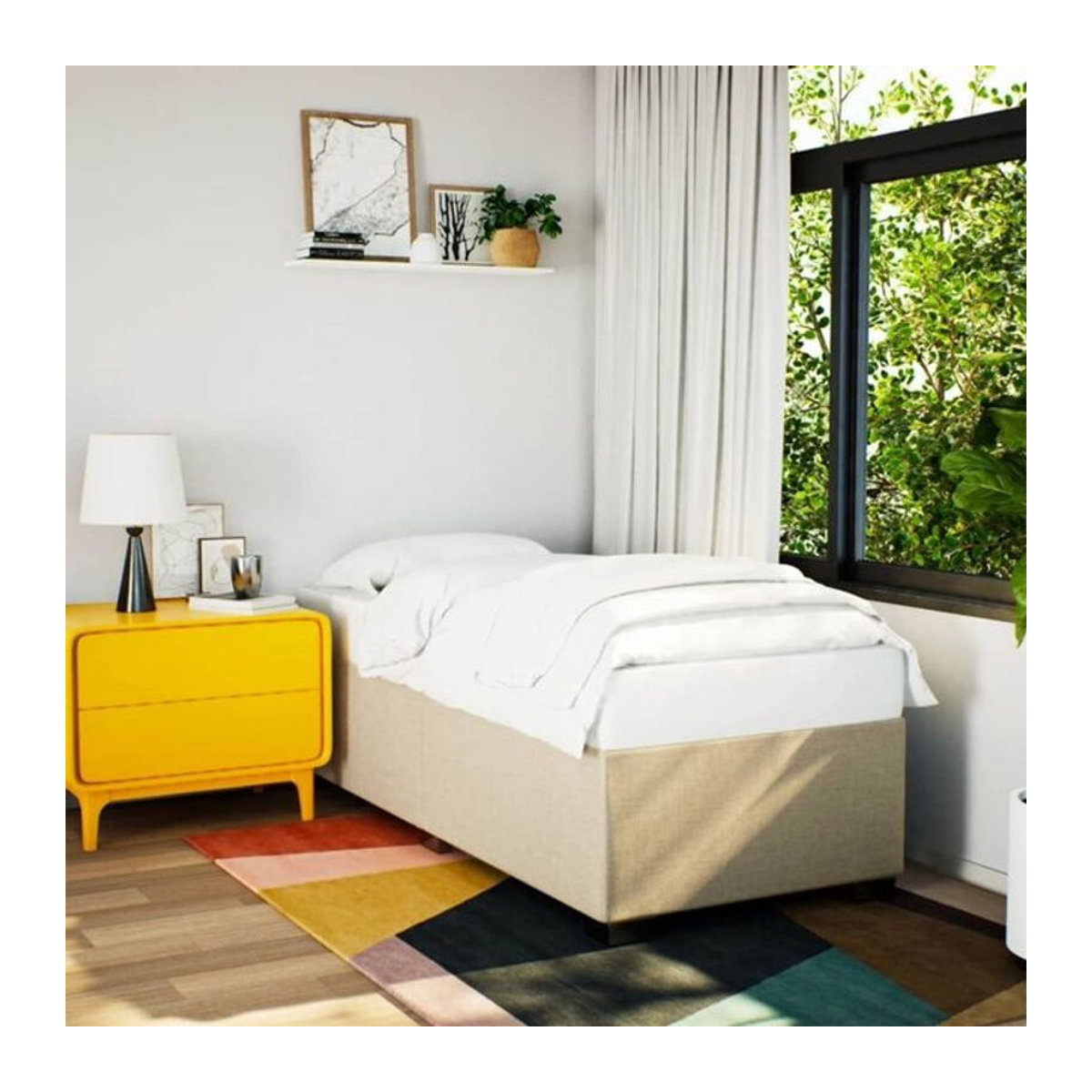 vidaxl Polsterbett aus Stoff und Holzwerkstoff in Beige, B/T/H: 90 x 200 cm - Bild 1