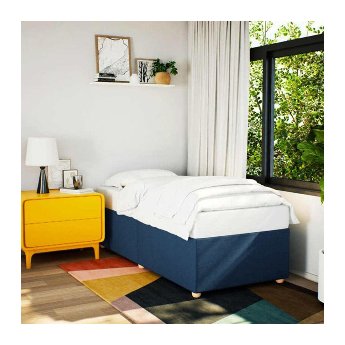 Vidaxl Polsterbett aus Stoff und Holzwerkstoff in Blau, B/T/H: 90 x 200 cm - Bild 1