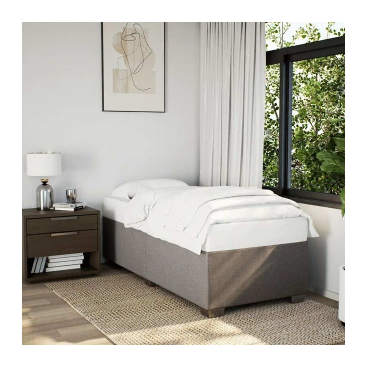 Vidaxl Polsterbett aus Stoff und Holzwerkstoff in Taupe Meliert, B/T/H: 90 x 200 x 46 cm - Bild 1