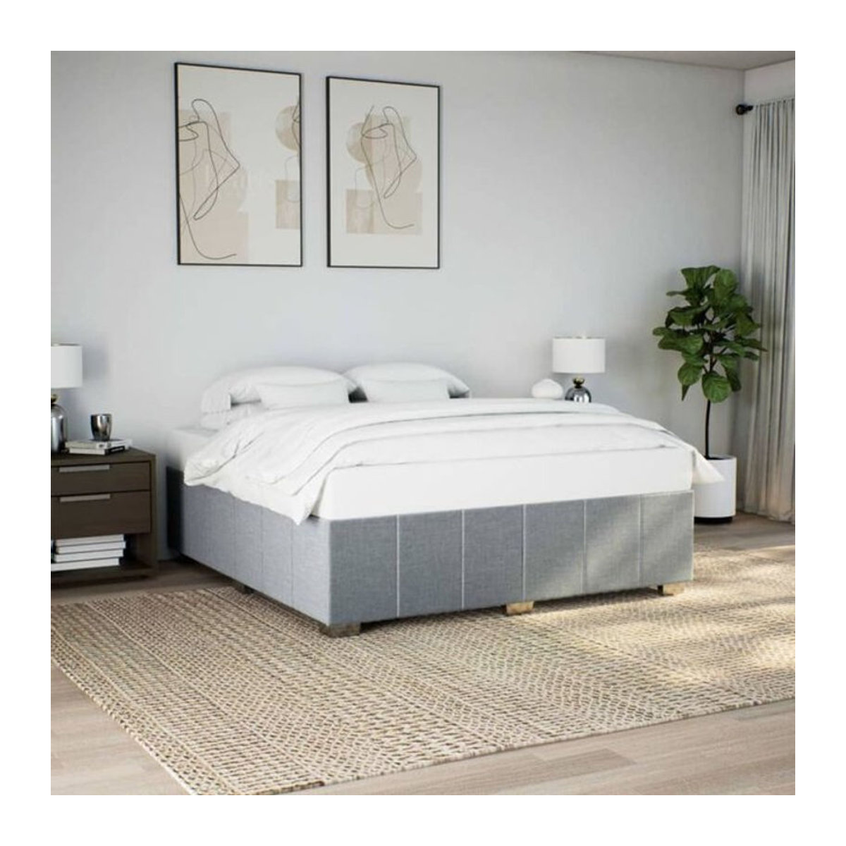 Vidaxl Polsterbett aus Stoff und Kiefer in Grau, B/T: 180 x 200 cm - Bild 1