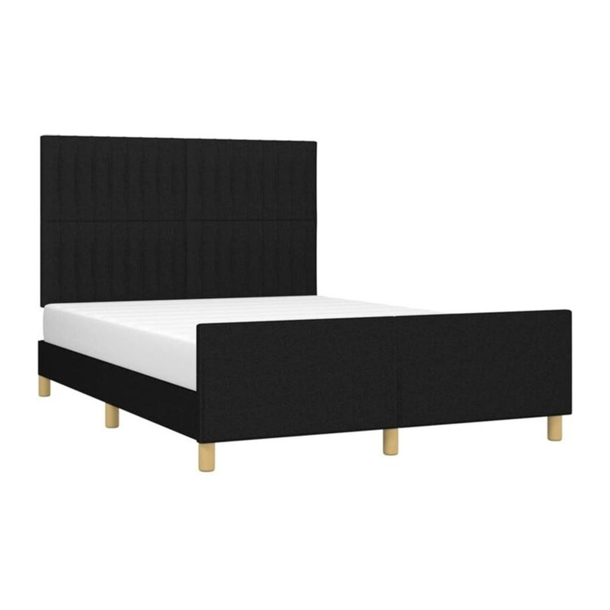 vidaxl Polsterbett aus Stoff und Massivholz in Schwarz, B/T/H: 140 x 200 cm - Bild 1