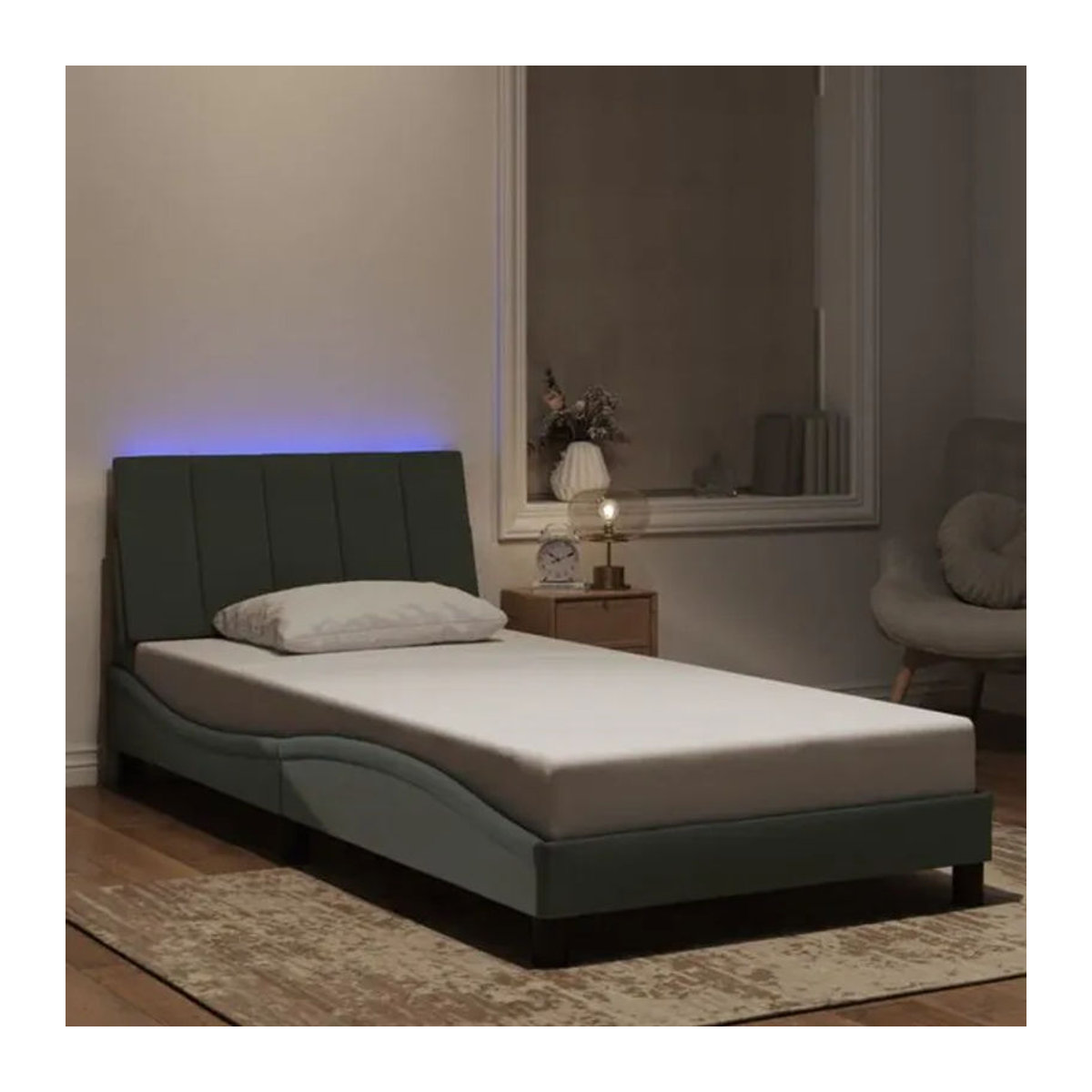 Vidaxl Polsterbett Hanko mit LED aus Samt in Hellgrau B/T/H: 100 x 200 cm - Bild 1