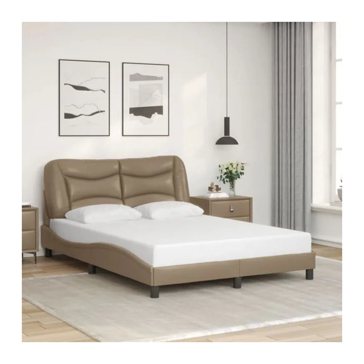 Vidaxl Polsterbett Hvar in Braun aus Kunstleder und Metall, B/T/H: 200 x 120 x 74,5 cm - Bild 1