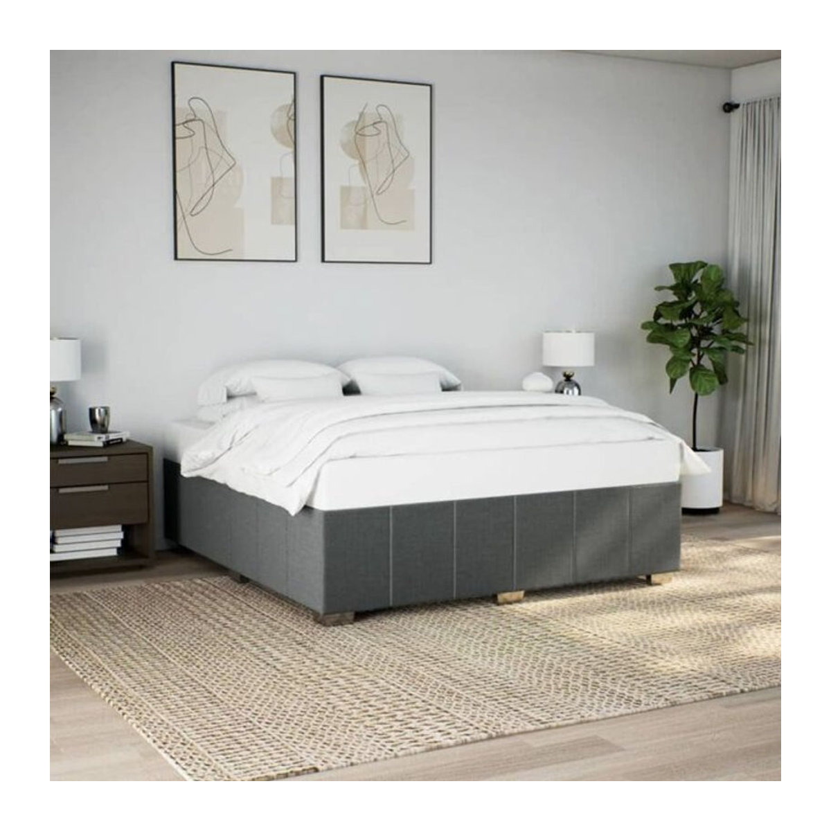 Vidaxl Polsterbett in Anthrazit aus Stoff und Kiefer, B/T: 200 x 200 cm - Bild 1