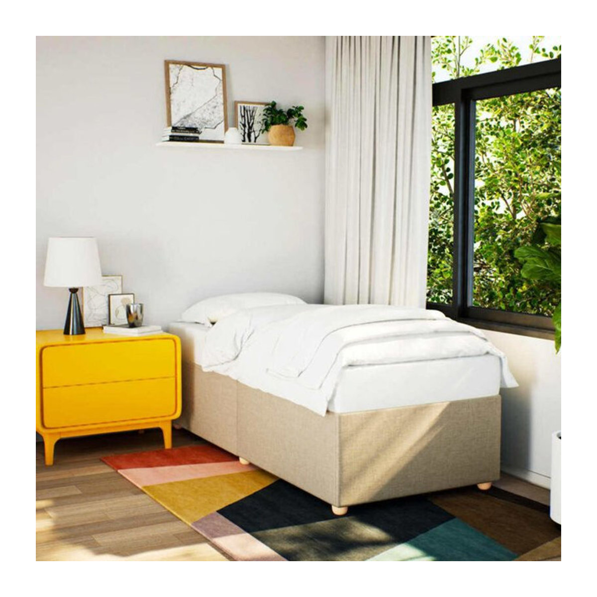 Vidaxl Polsterbett in Beige aus Stoff und Holzwerkstoff, B/T/H: 80 x 200 cm - Bild 1
