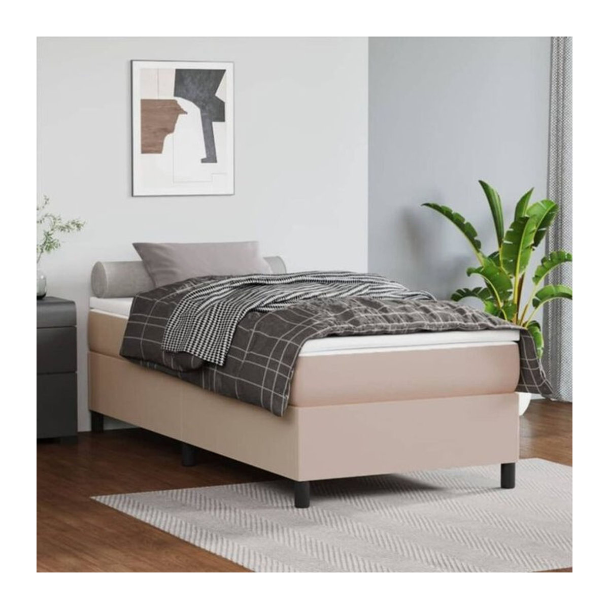 Vidaxl Polsterbett in Braun aus Kunstleder, Modernes Bettgestell, B/T/H: 80 x 200 cm - Bild 1