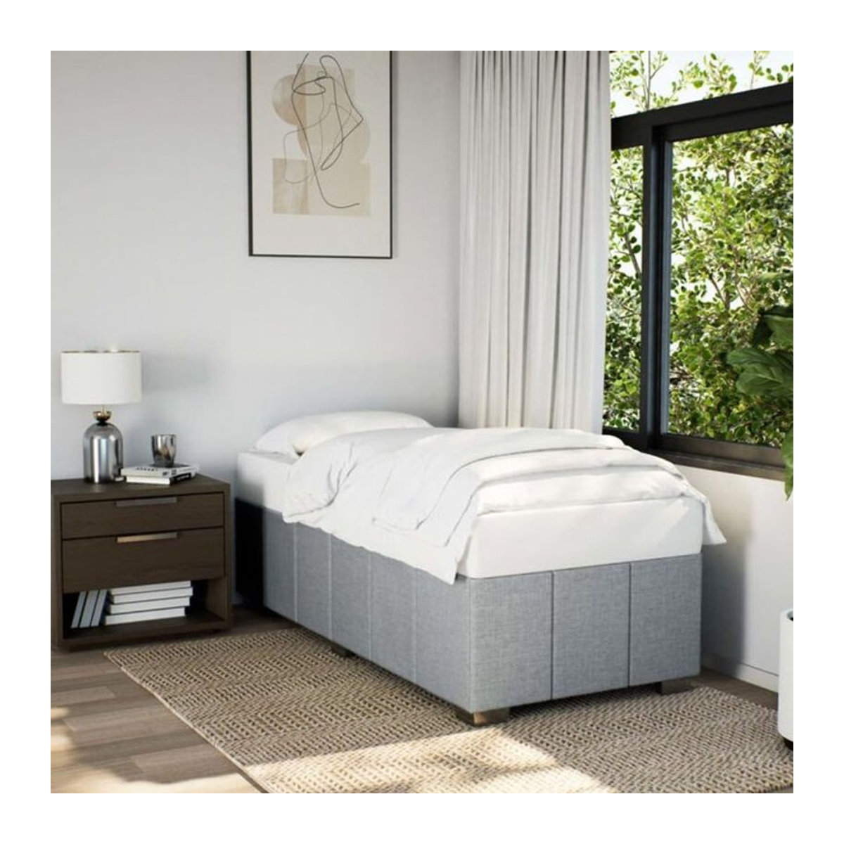 Vidaxl Polsterbett in Grau aus Stoff und Holzwerkstoff, B/T: 90 x 200 cm - Bild 1