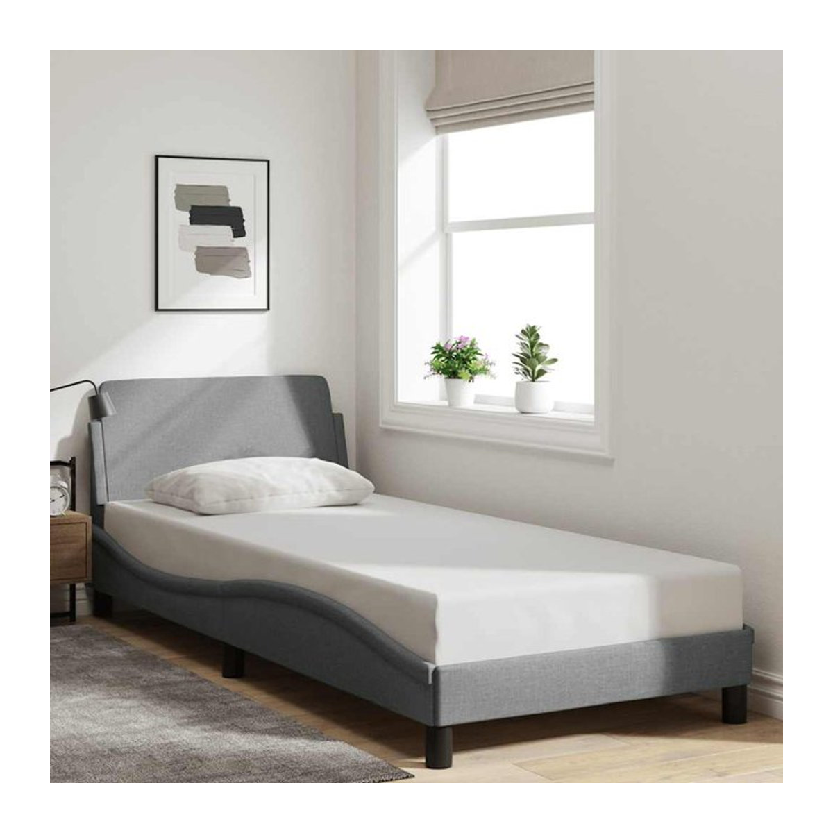 Vidaxl Polsterbett in Grau mit Stoffbezug, Modernes Bettgestell ohne Matratze, B: 80 cm, L: 200 cm - Bild 1