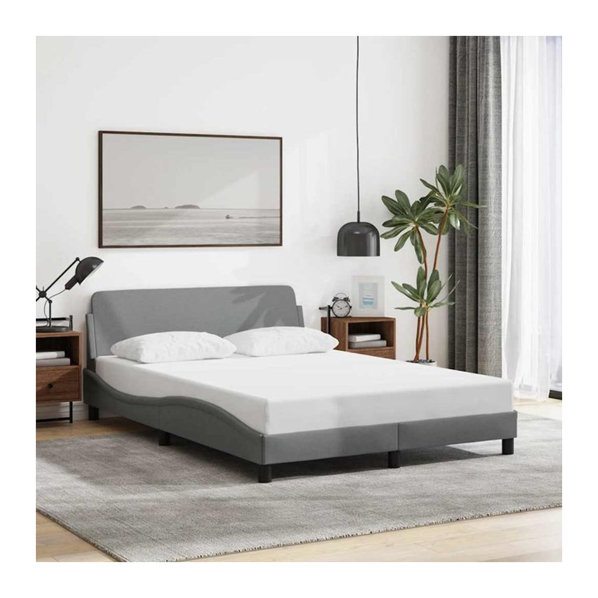 Vidaxl Polsterbett in Grau mit Stoffbezug, Modernes Bettgestell ohne Matratze, B/T: 140 x 200 cm - Bild 1