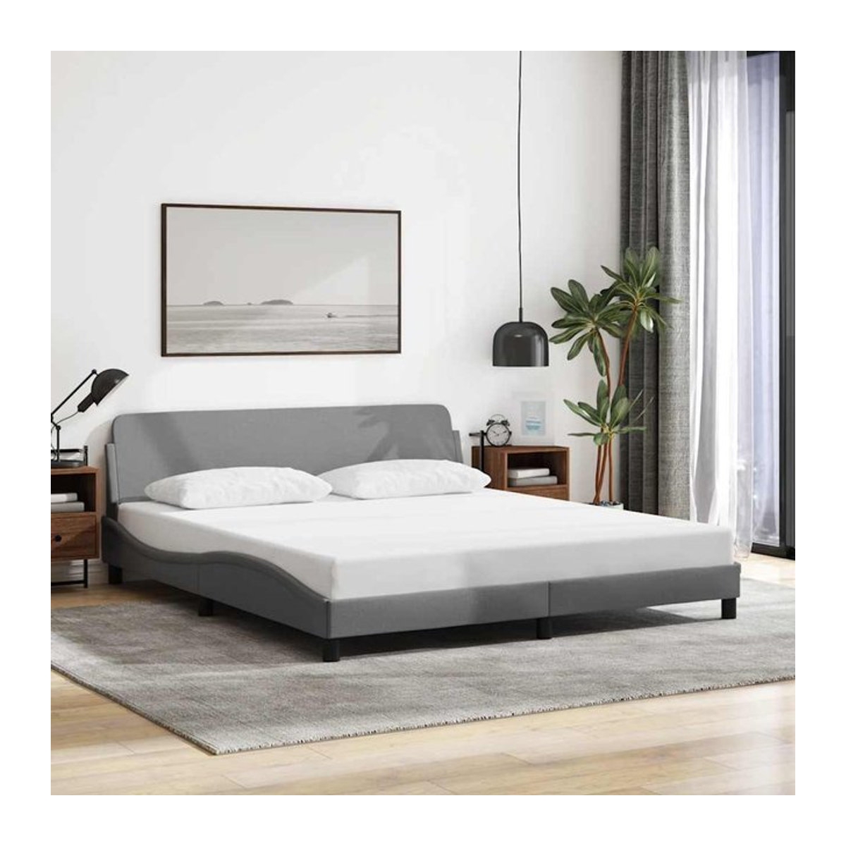 Vidaxl Polsterbett in Grau, modernes Stoffbett ohne Matratze, B/T: 180 x 200 cm - Bild 1