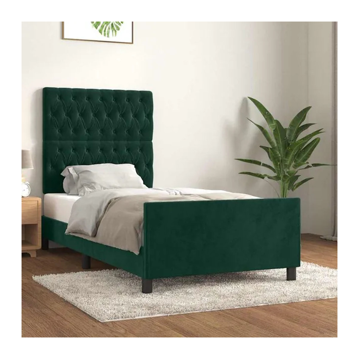 Vidaxl Polsterbett in Grün aus Samt ohne Matratze, B/T/H: 90 x 200 cm - Bild 1
