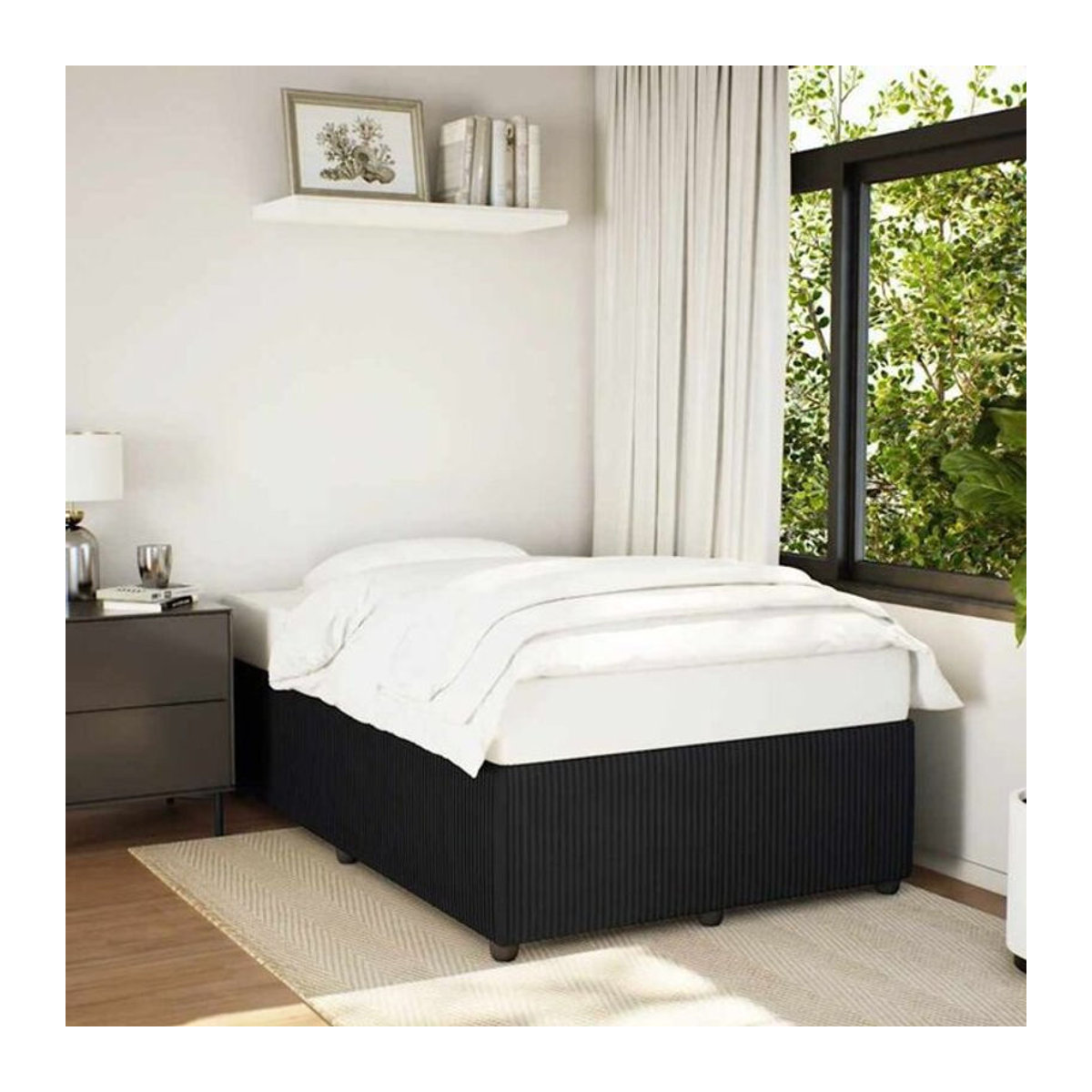 Vidaxl Polsterbett in Schwarz aus Samt und Holzwerkstoff, B/T: 120 x 200 cm - Bild 1